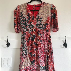 Zara Red Floral Mixed Print Dress | New Worn Once